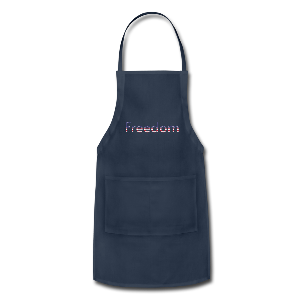 Freedom Patriotic Word Art Adjustable Apron - navy