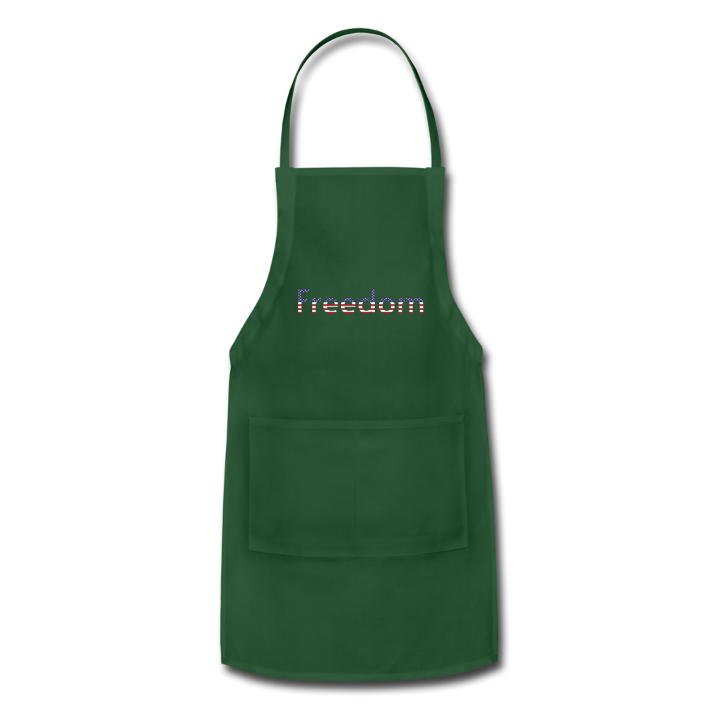 Freedom Patriotic Word Art Adjustable Apron - forest green