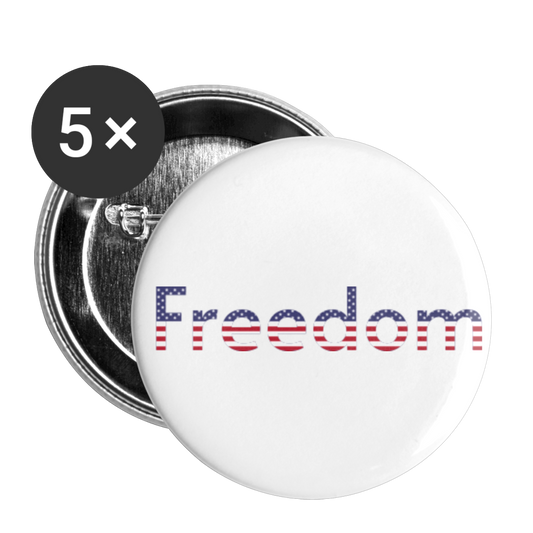 Freedom Patriotic Word Art Buttons small 1'' (5-pack) - white