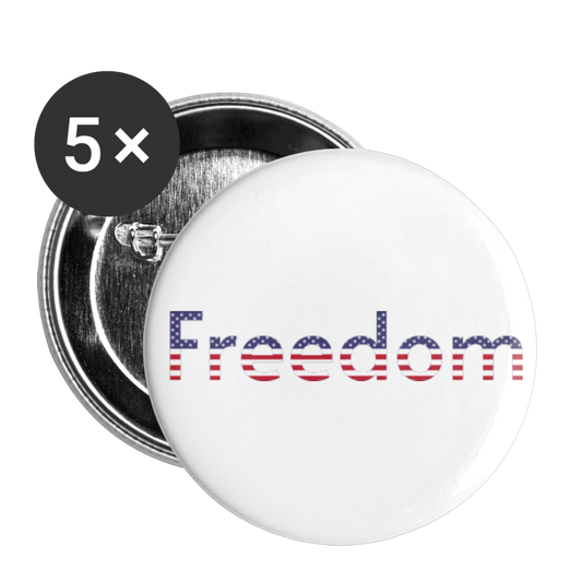 Freedom Patriotic Word Art Buttons large 2.2'' (5-pack) - white