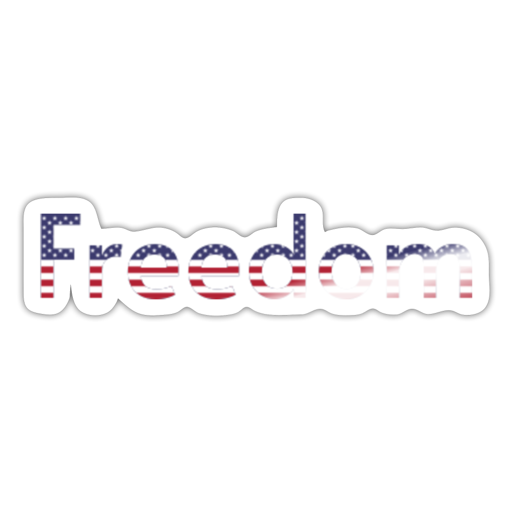 Freedom Patriotic Word Art Sticker - white glossy