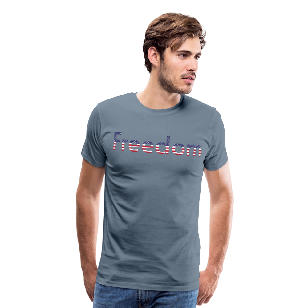 Freedom Patriotic Word Art Men's Premium T-Shirt - steel blue