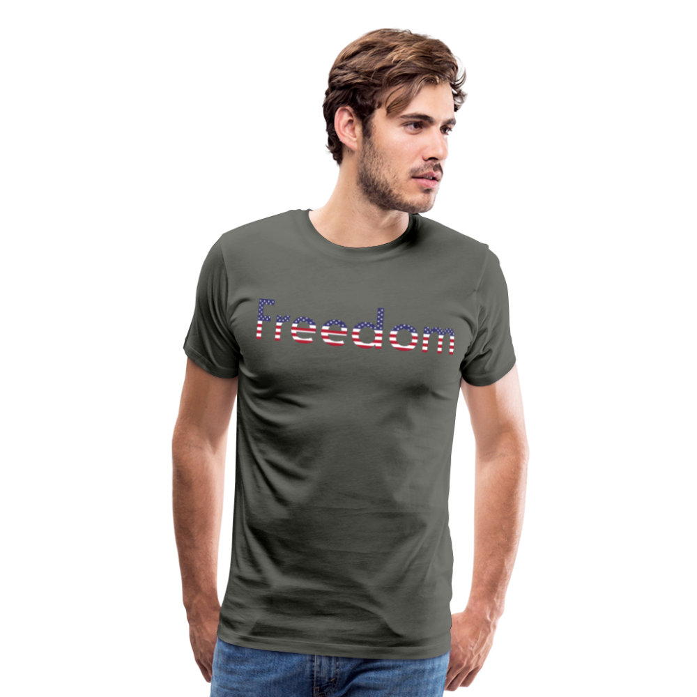 Freedom Patriotic Word Art Men's Premium T-Shirt - asphalt gray