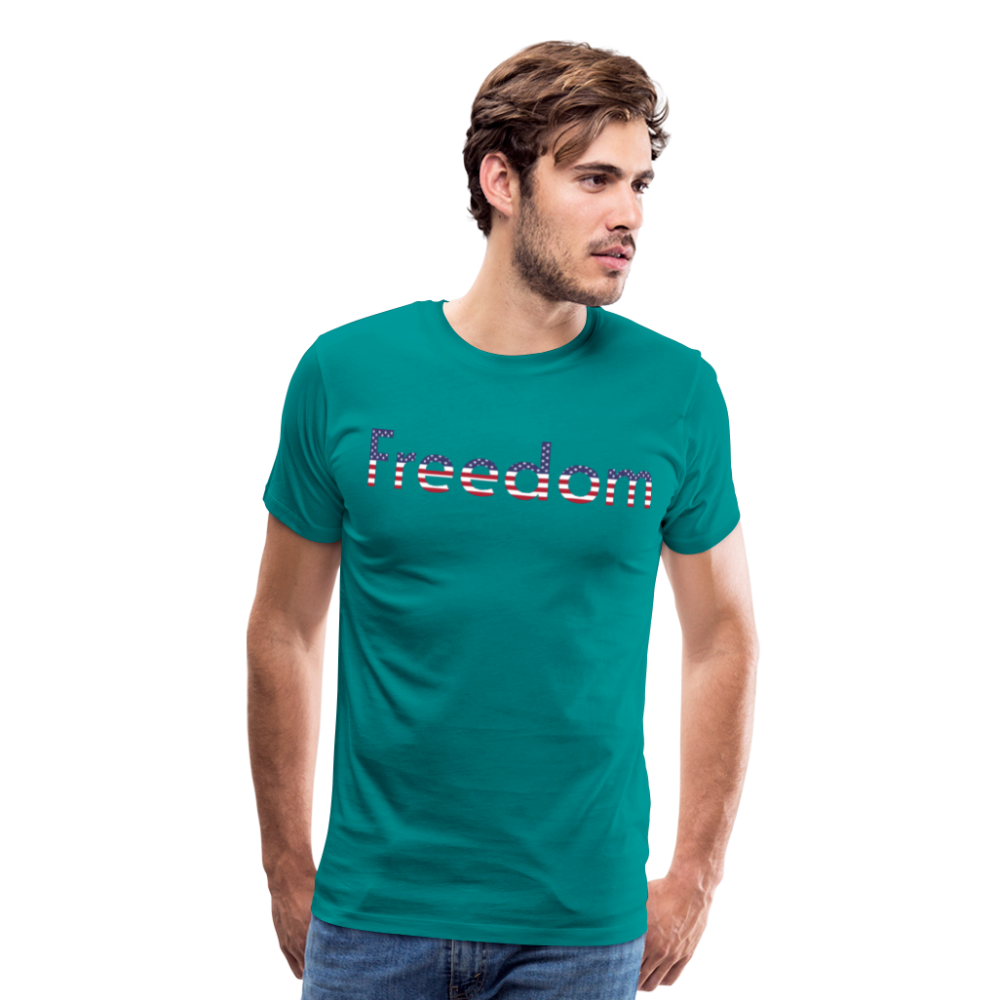 Freedom Patriotic Word Art Men's Premium T-Shirt - teal