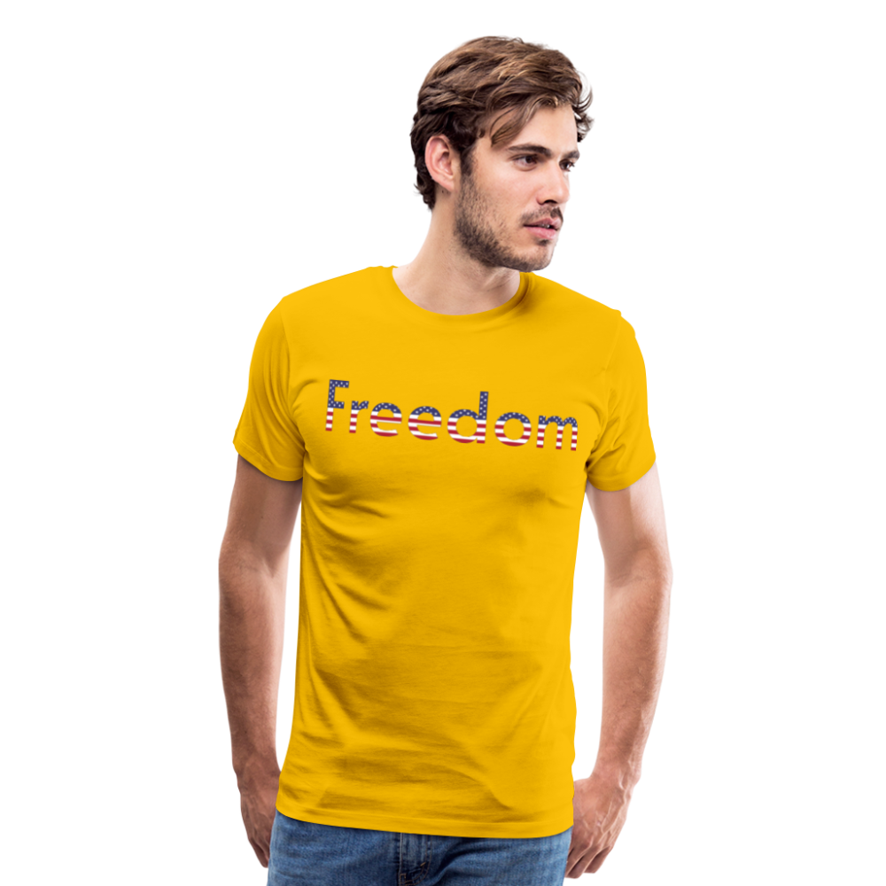 Freedom Patriotic Word Art Men's Premium T-Shirt - sun yellow