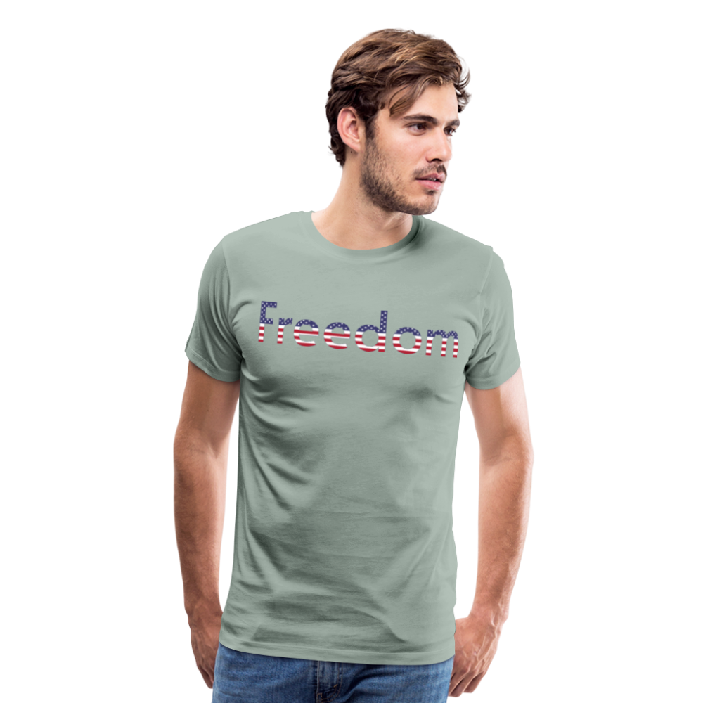 Freedom Patriotic Word Art Men's Premium T-Shirt - steel green