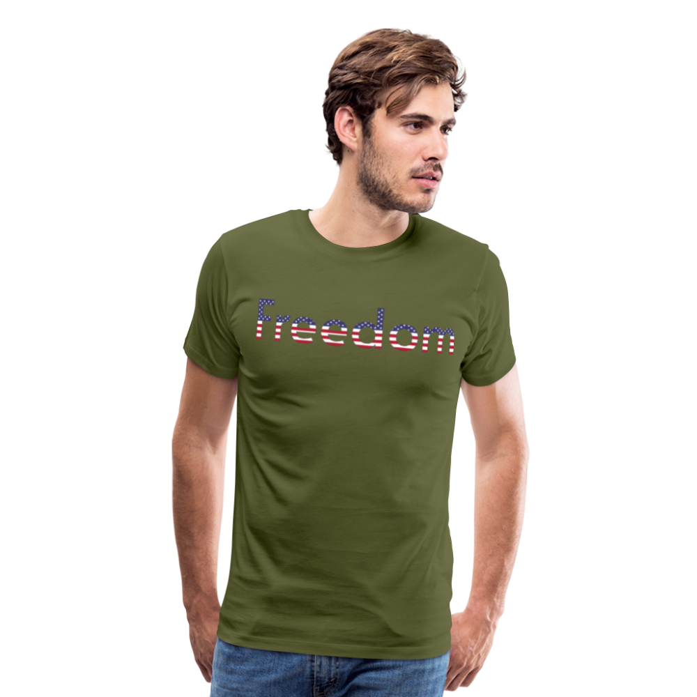 Freedom Patriotic Word Art Men's Premium T-Shirt - olive green