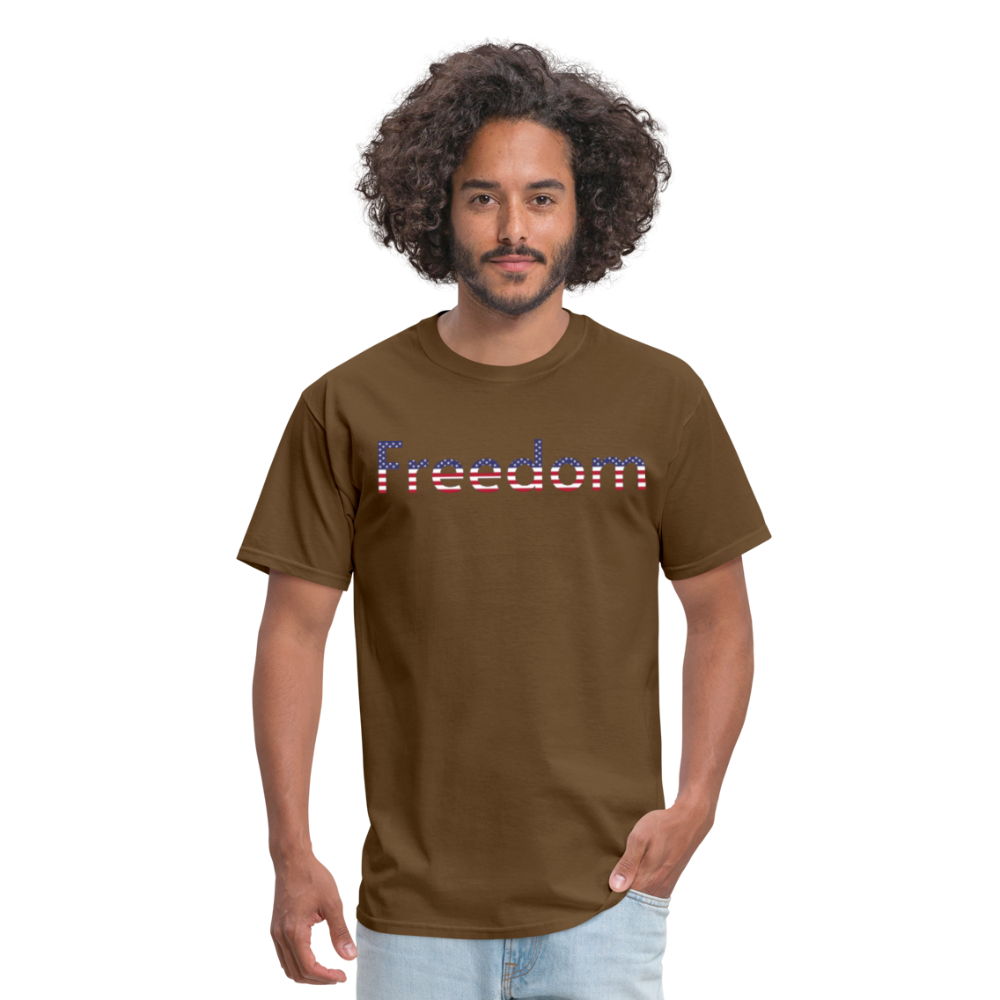 Freedom Patriotic Word Art Unisex Classic T-Shirt - brown