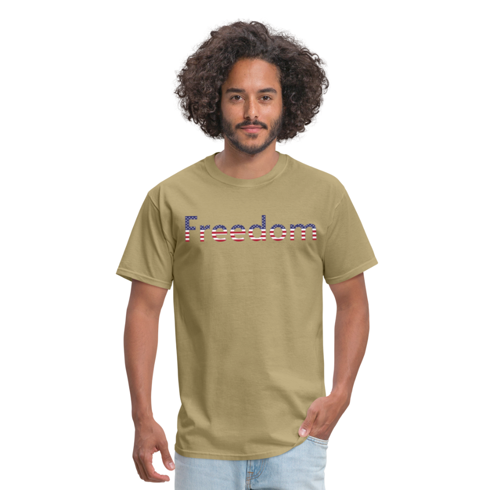 Freedom Patriotic Word Art Unisex Classic T-Shirt - khaki