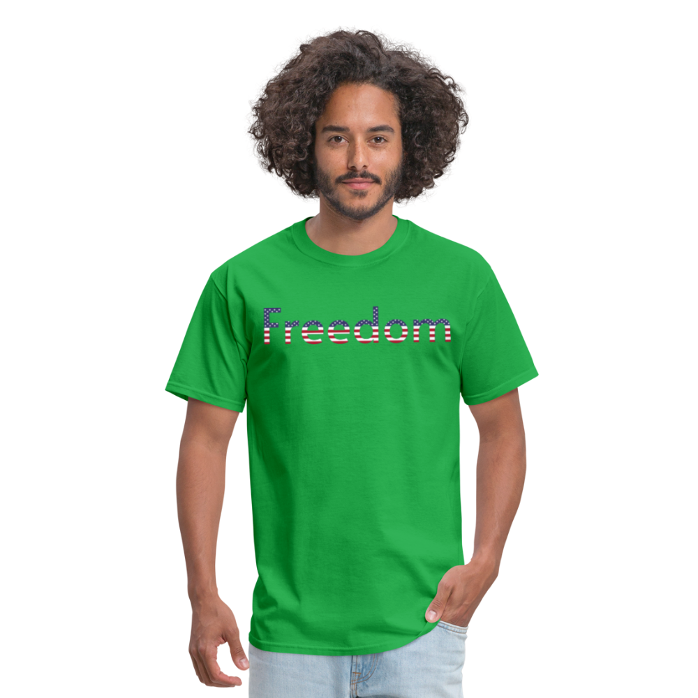 Freedom Patriotic Word Art Unisex Classic T-Shirt - bright green