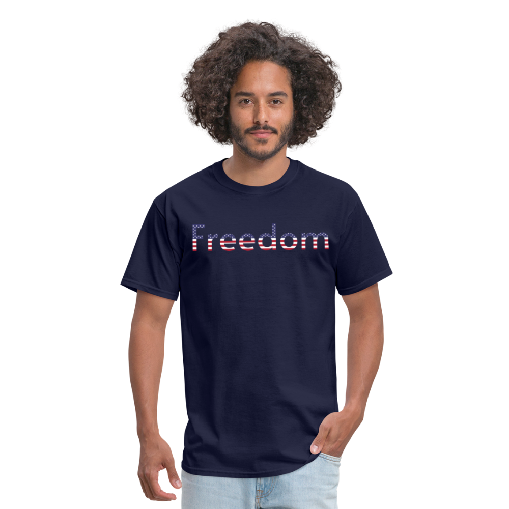 Freedom Patriotic Word Art Unisex Classic T-Shirt - navy