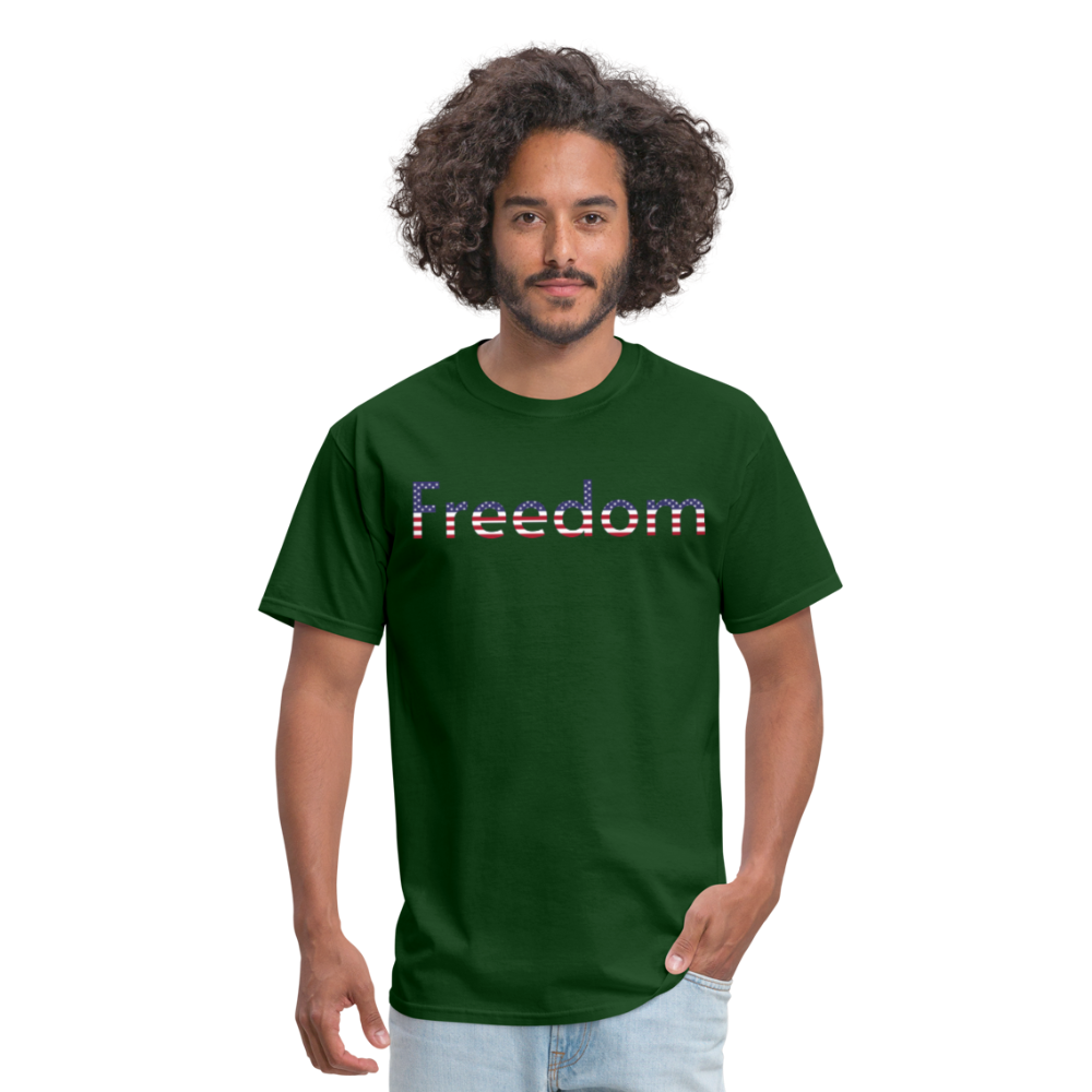 Freedom Patriotic Word Art Unisex Classic T-Shirt - forest green