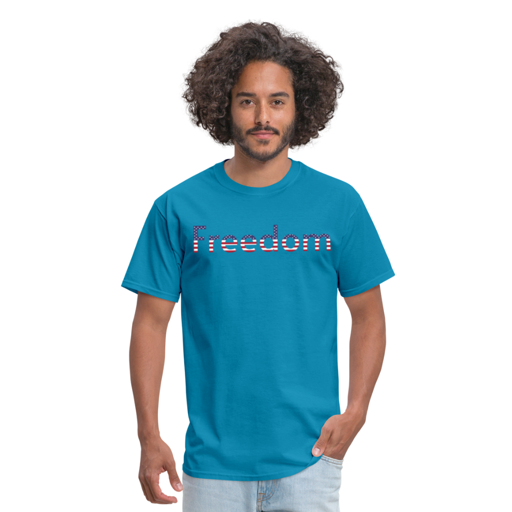 Freedom Patriotic Word Art Unisex Classic T-Shirt - turquoise