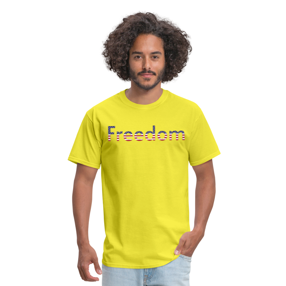 Freedom Patriotic Word Art Unisex Classic T-Shirt - yellow