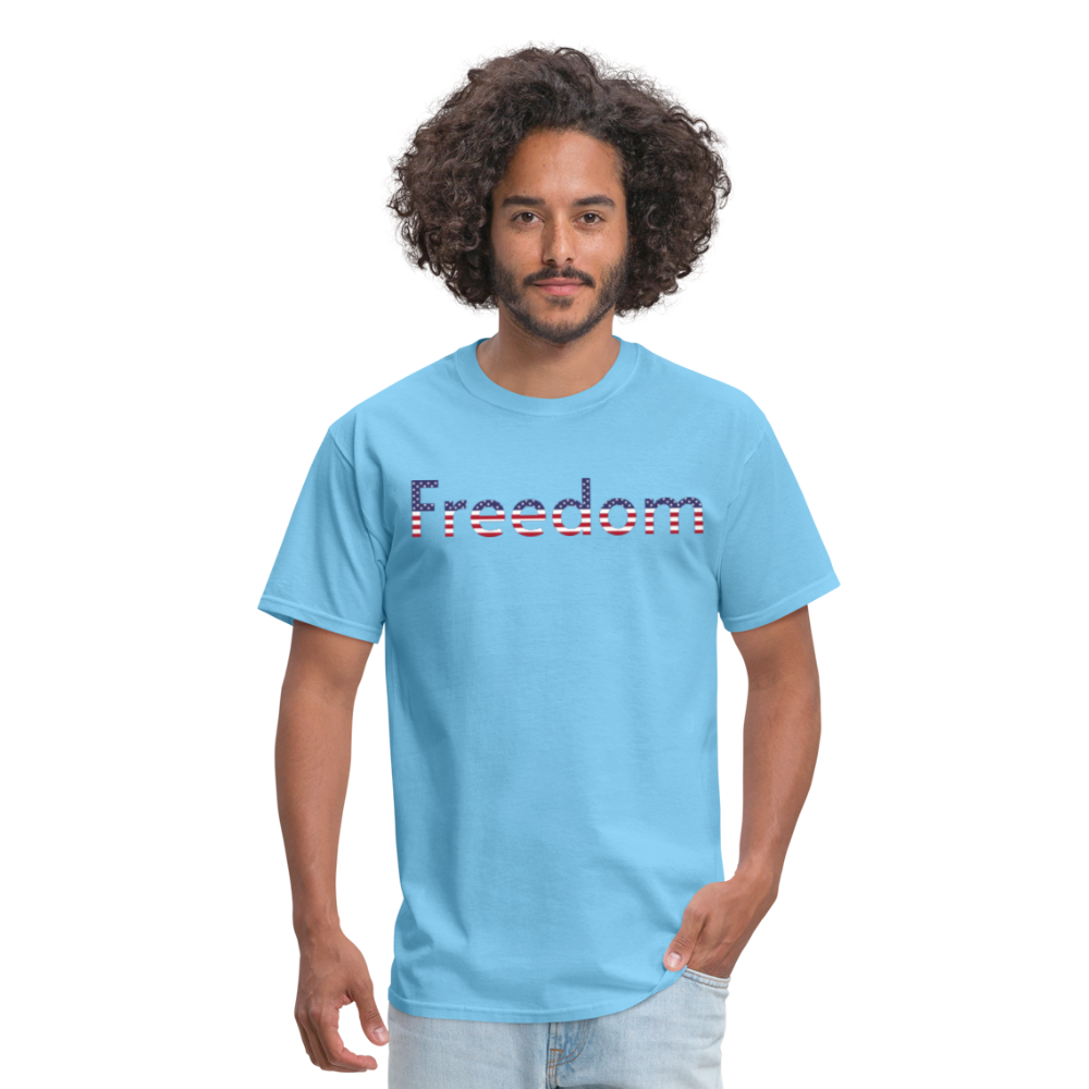 Freedom Patriotic Word Art Unisex Classic T-Shirt - aquatic blue