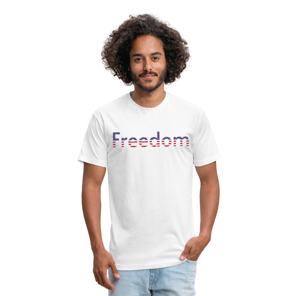 Freedom Patriotic Word Art Fitted Cotton/Poly T-Shirt by Next Level - white