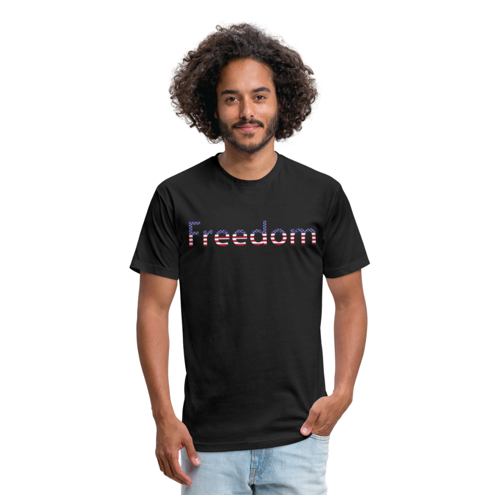 Freedom Patriotic Word Art Fitted Cotton/Poly T-Shirt by Next Level - black