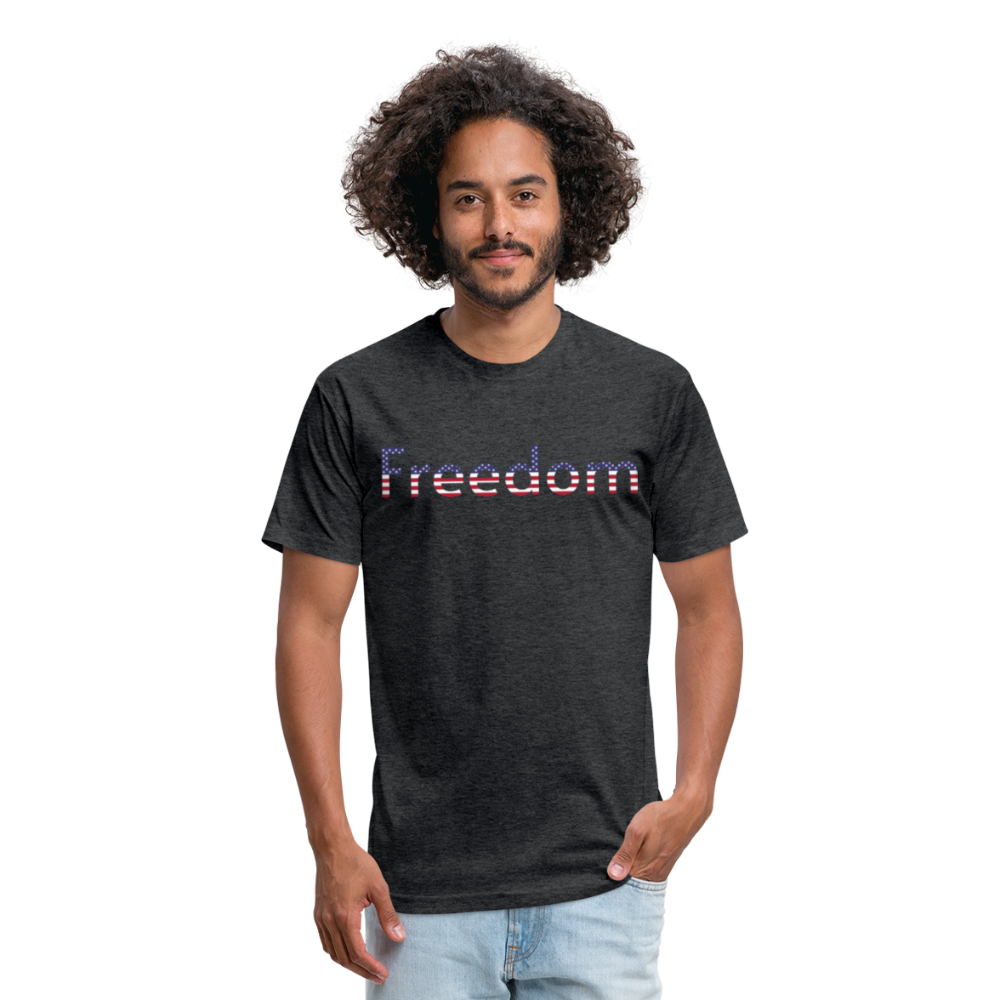 Freedom Patriotic Word Art Fitted Cotton/Poly T-Shirt by Next Level - heather black