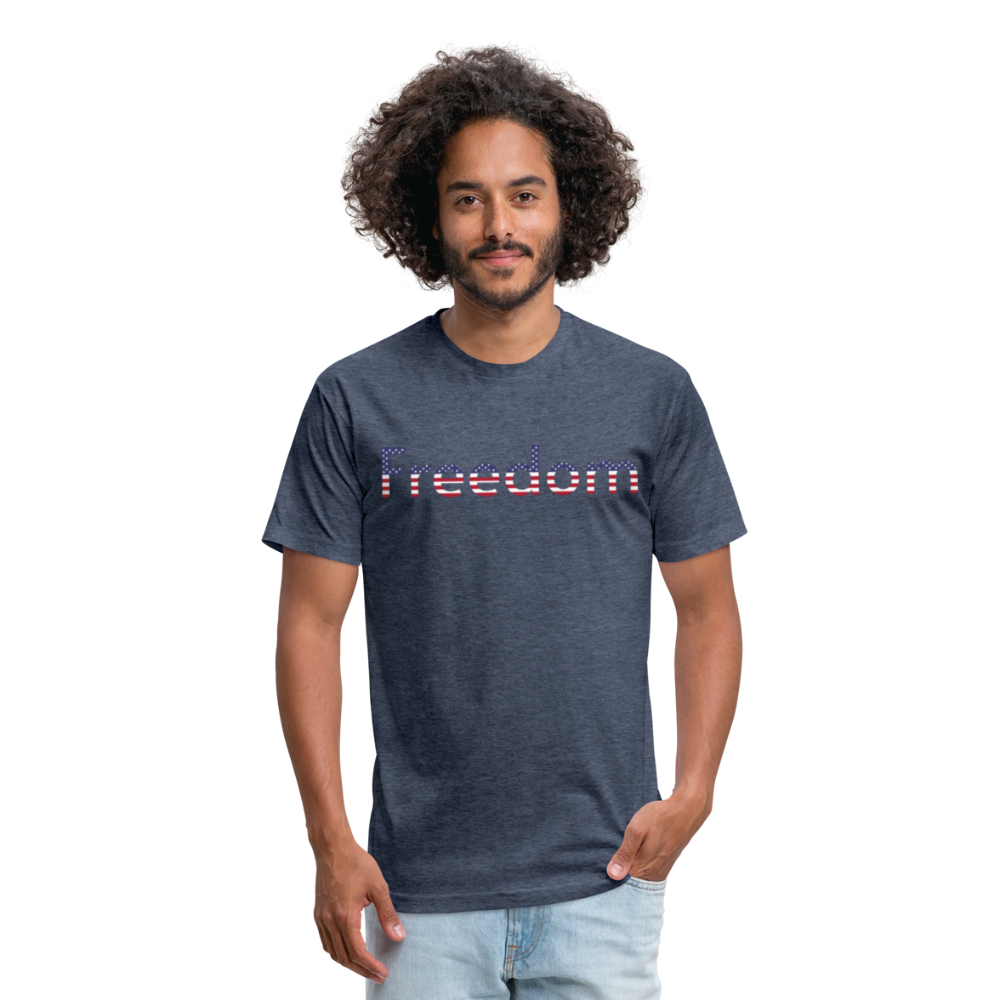 Freedom Patriotic Word Art Fitted Cotton/Poly T-Shirt by Next Level - heather navy