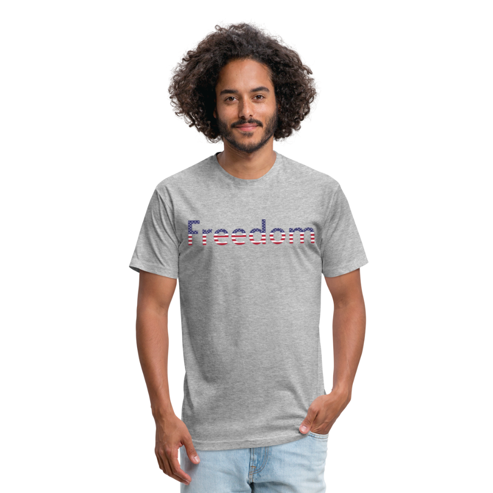 Freedom Patriotic Word Art Fitted Cotton/Poly T-Shirt by Next Level - heather gray