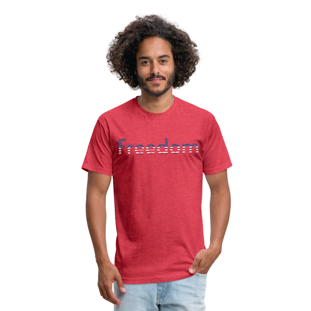 Freedom Patriotic Word Art Fitted Cotton/Poly T-Shirt by Next Level - heather red