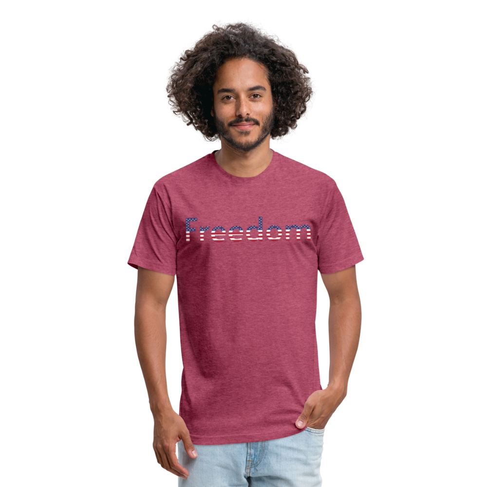 Freedom Patriotic Word Art Fitted Cotton/Poly T-Shirt by Next Level - heather burgundy