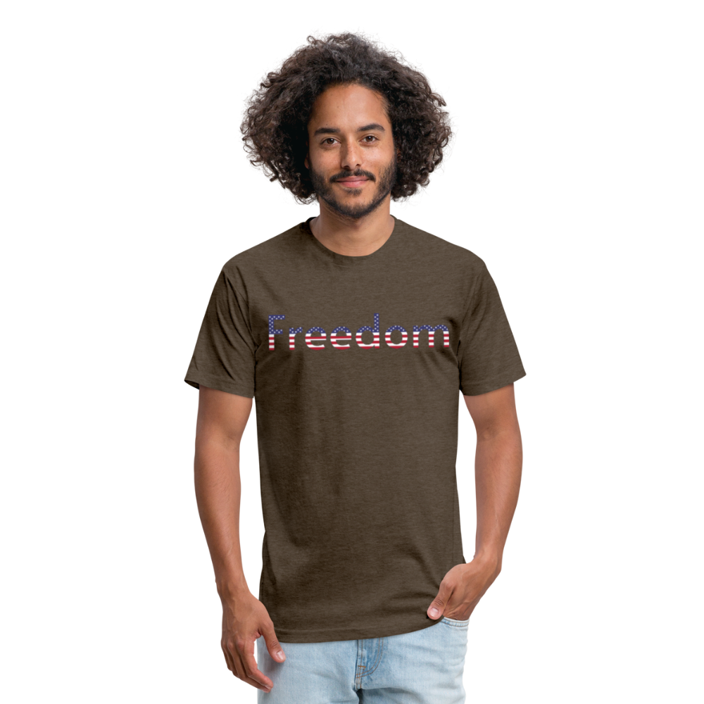 Freedom Patriotic Word Art Fitted Cotton/Poly T-Shirt by Next Level - heather espresso
