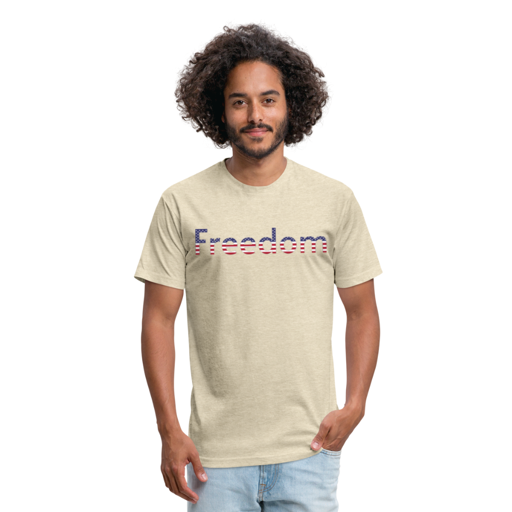 Freedom Patriotic Word Art Fitted Cotton/Poly T-Shirt by Next Level - heather cream