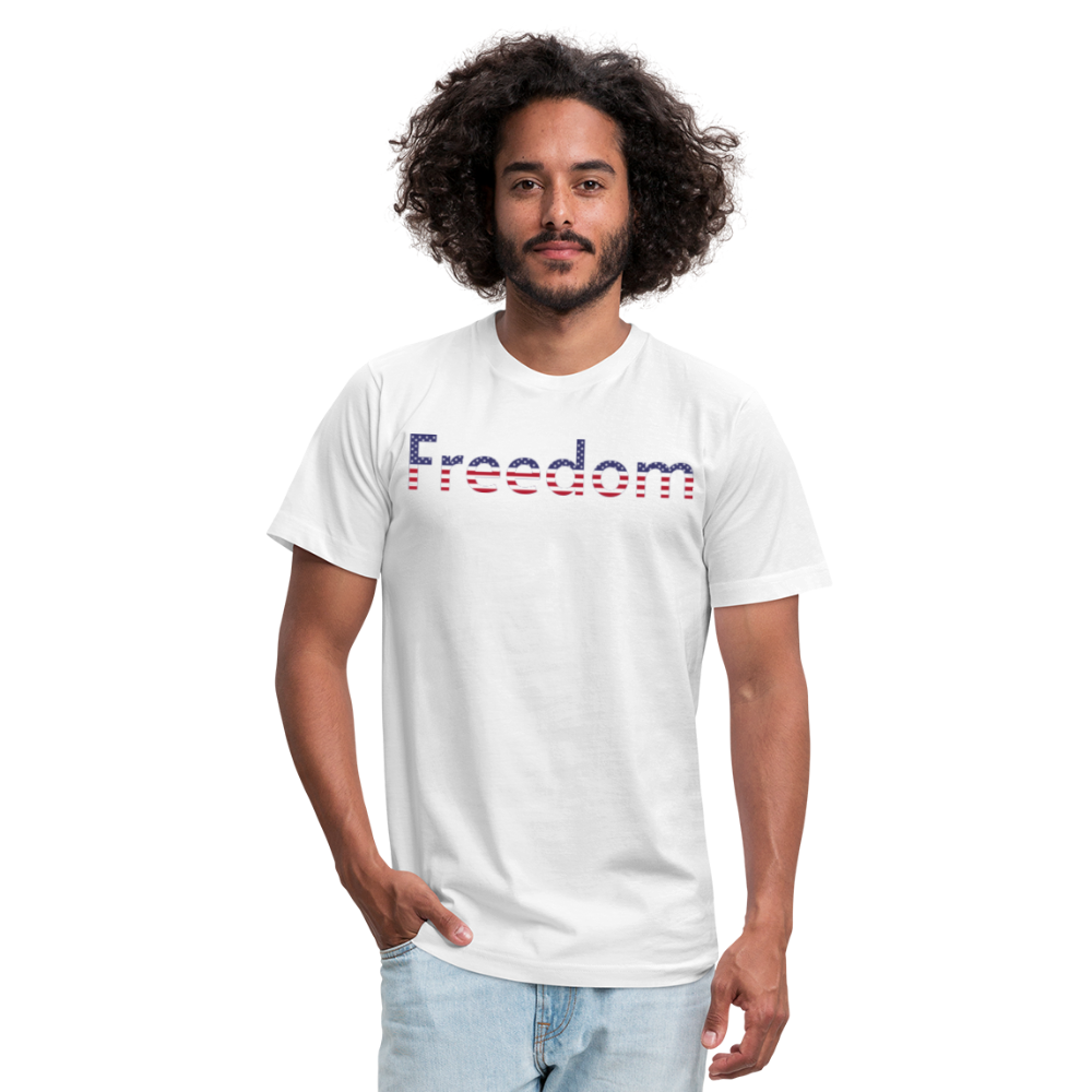 Freedom Patriotic Word Art Unisex Jersey T-Shirt by Bella + Canvas - white