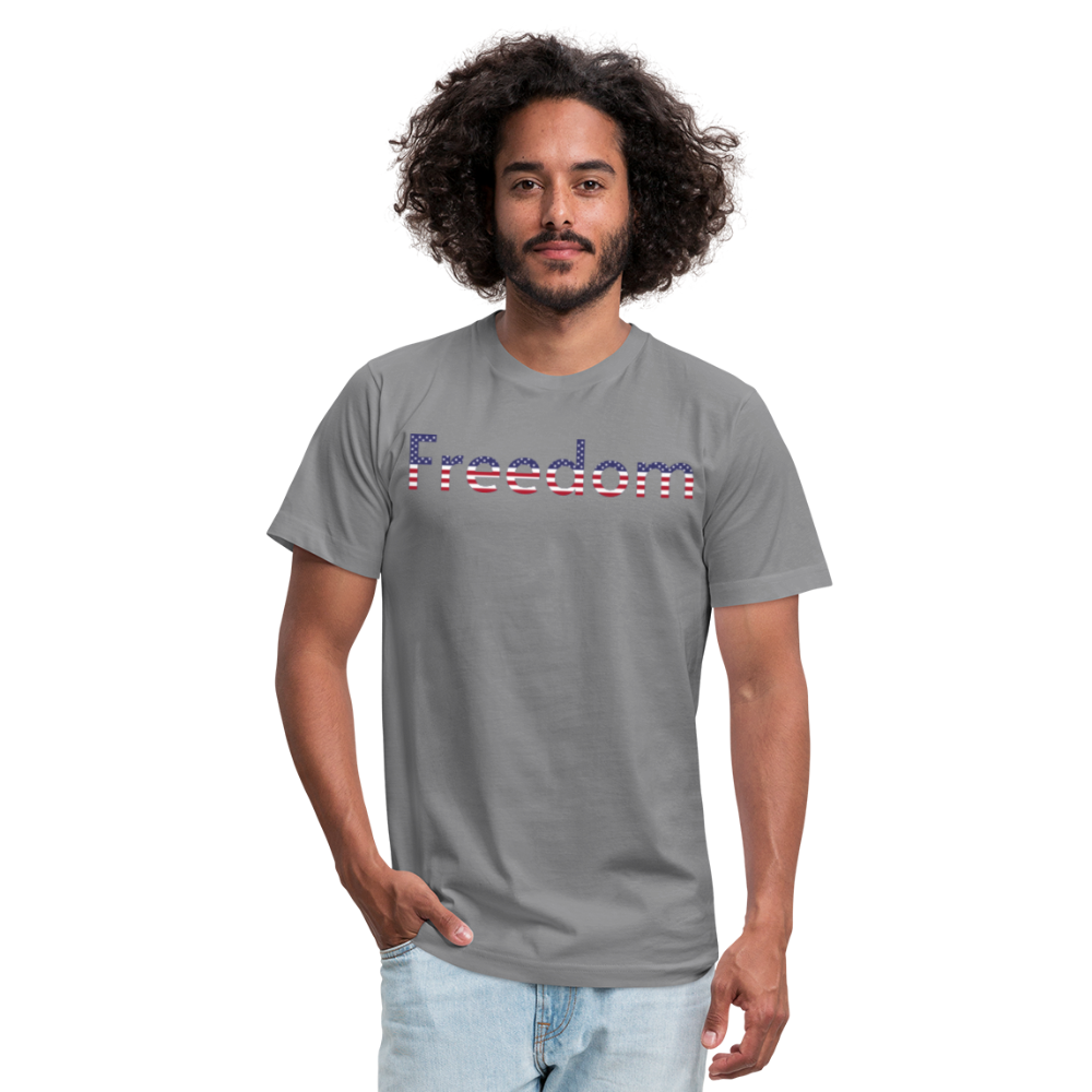 Freedom Patriotic Word Art Unisex Jersey T-Shirt by Bella + Canvas - slate
