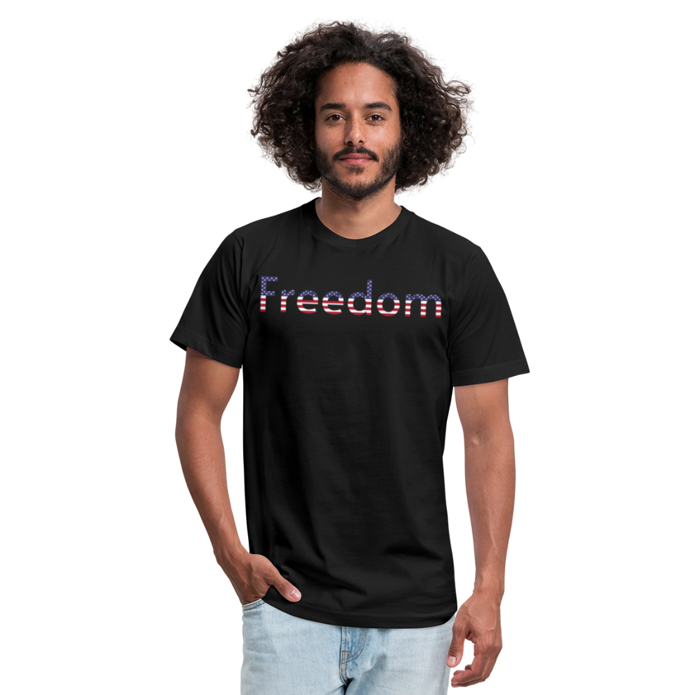 Freedom Patriotic Word Art Unisex Jersey T-Shirt by Bella + Canvas - black