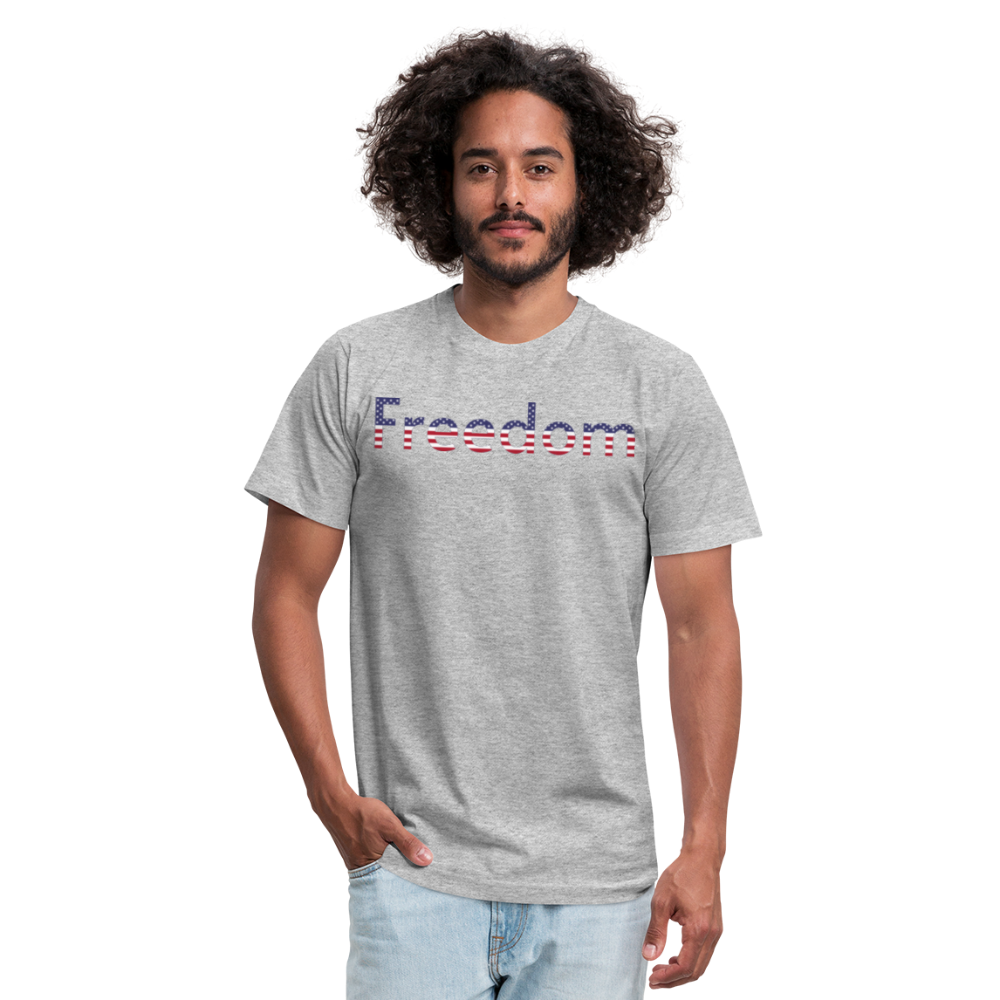 Freedom Patriotic Word Art Unisex Jersey T-Shirt by Bella + Canvas - heather gray