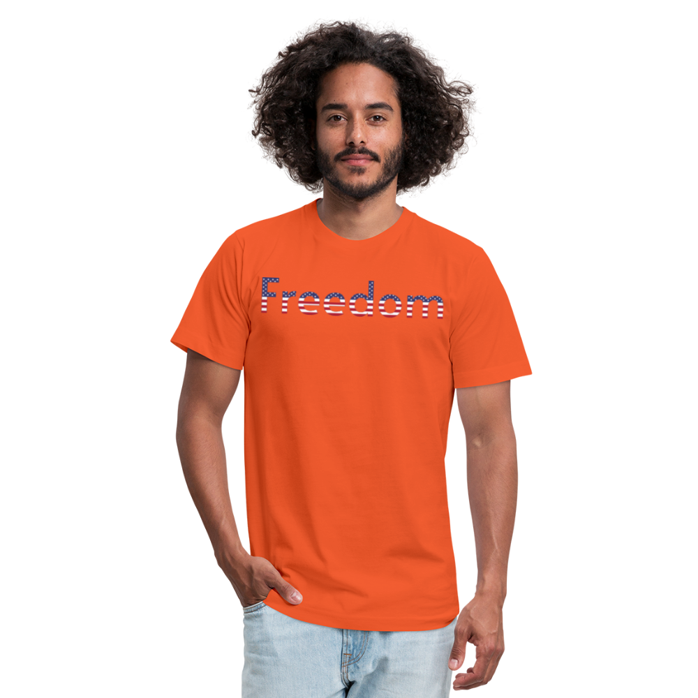 Freedom Patriotic Word Art Unisex Jersey T-Shirt by Bella + Canvas - orange