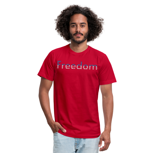 Freedom Patriotic Word Art Unisex Jersey T-Shirt by Bella + Canvas - red