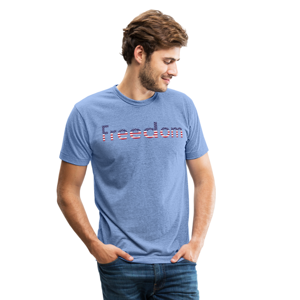 Freedom Patriotic Word Art Unisex Tri-Blend T-Shirt - heather Blue