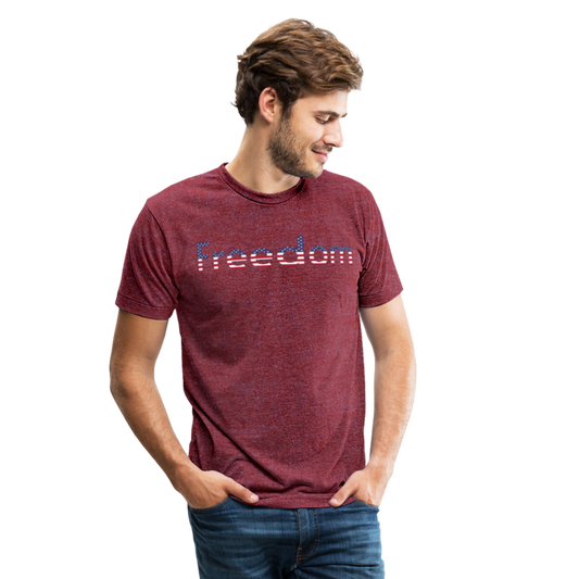 Freedom Patriotic Word Art Unisex Tri-Blend T-Shirt - heather cranberry