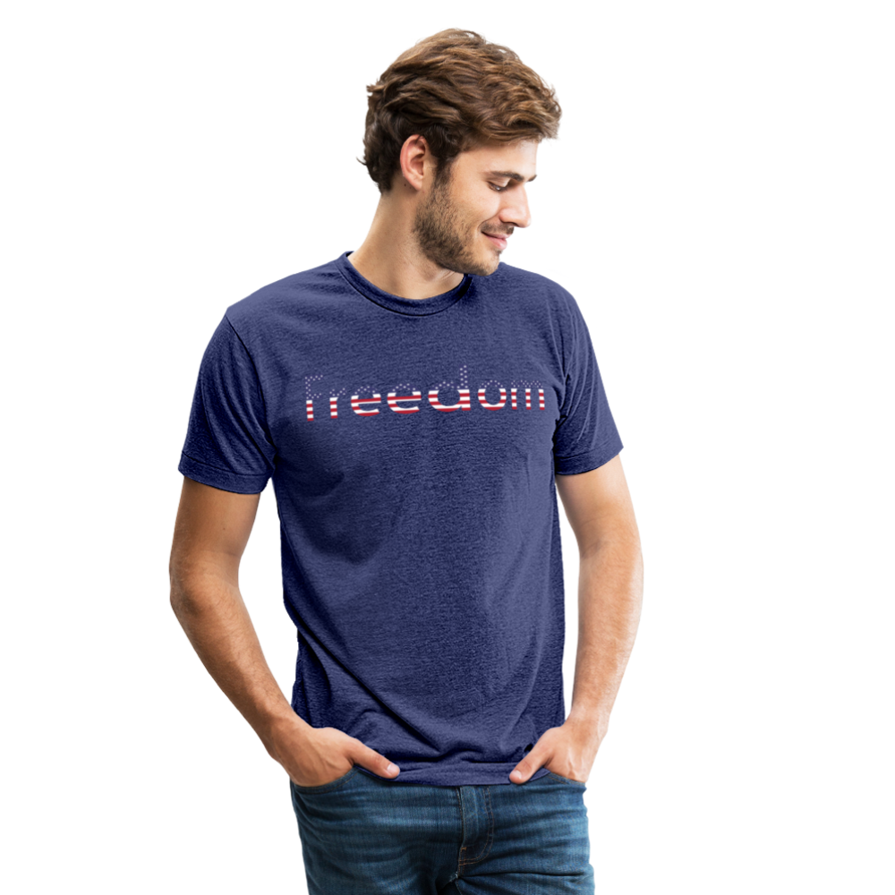 Freedom Patriotic Word Art Unisex Tri-Blend T-Shirt - heather indigo