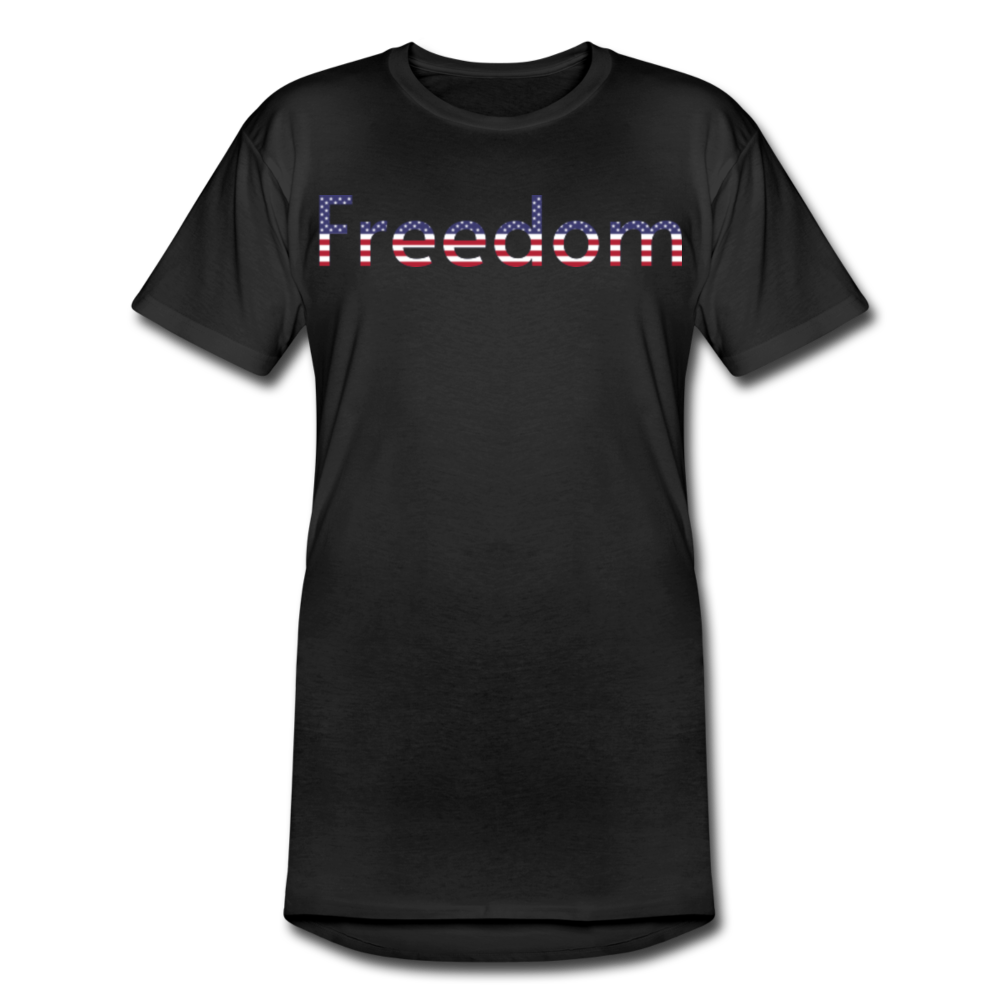 Freedom Patriotic Word Art Men’s Long Body Urban Tee - black
