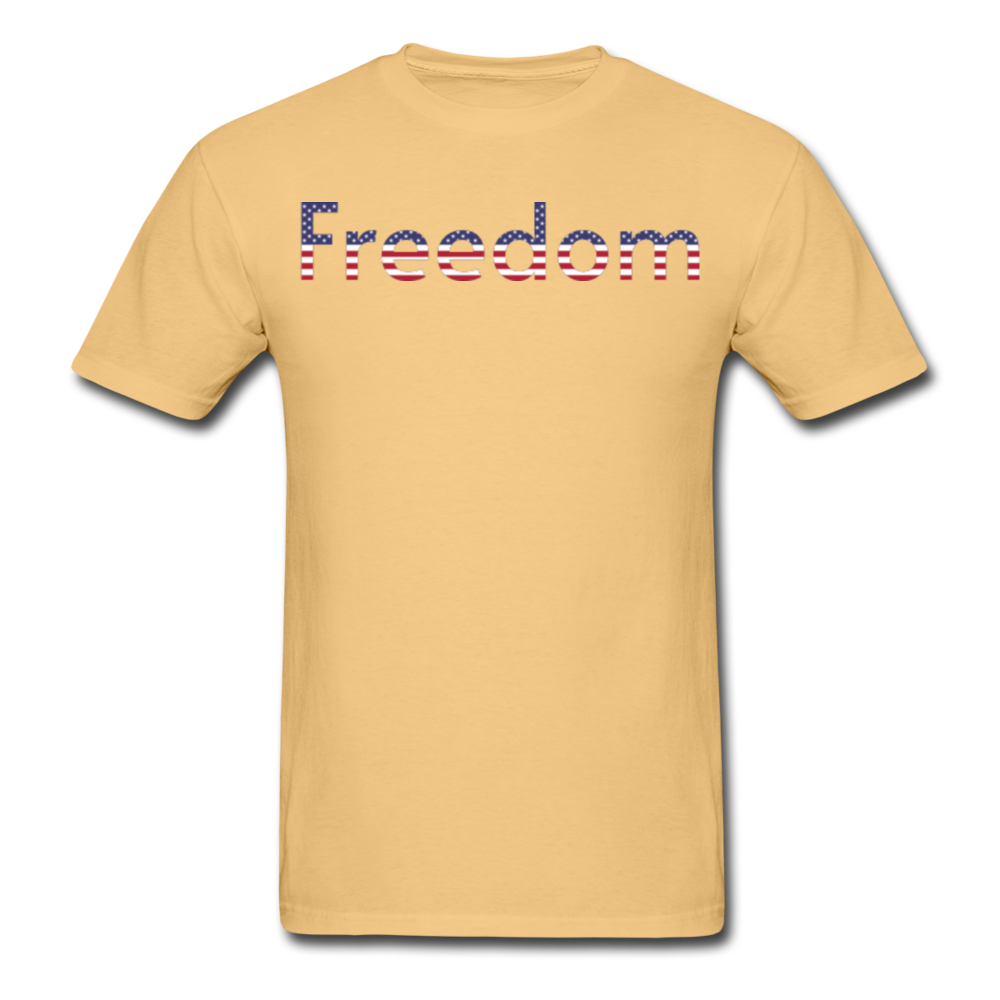 Freedom Patriotic Word Art Unisex Comfort Wash Garment Dyed T-Shirt - light yellow