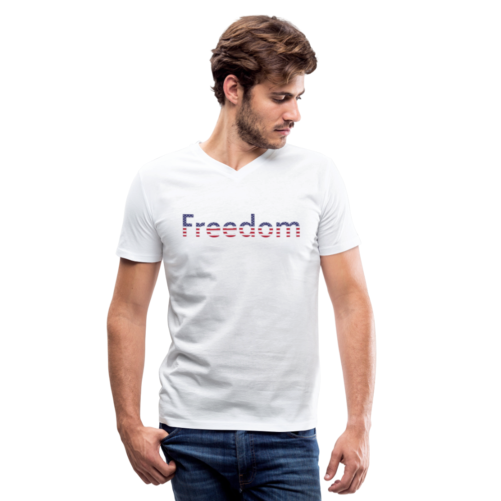 Freedom Patriotic Word Art Men's V-Neck T-Shirt - white
