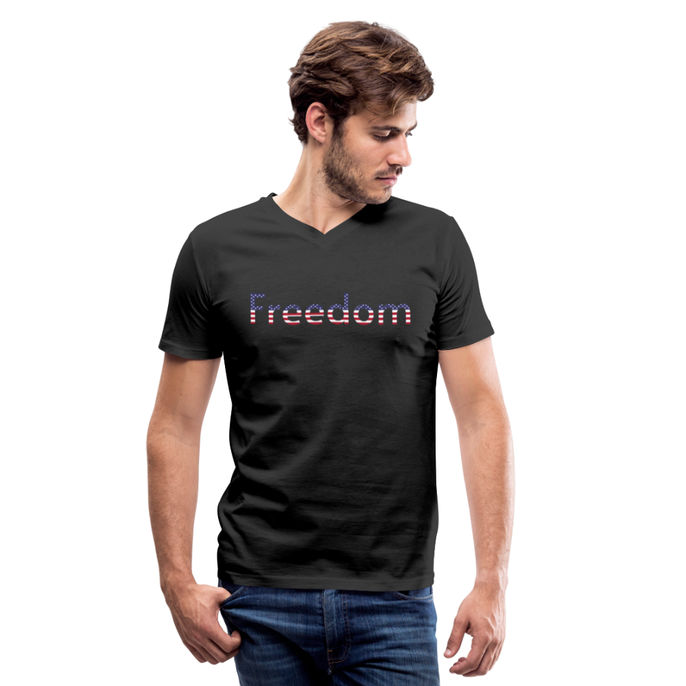 Freedom Patriotic Word Art Men's V-Neck T-Shirt - black