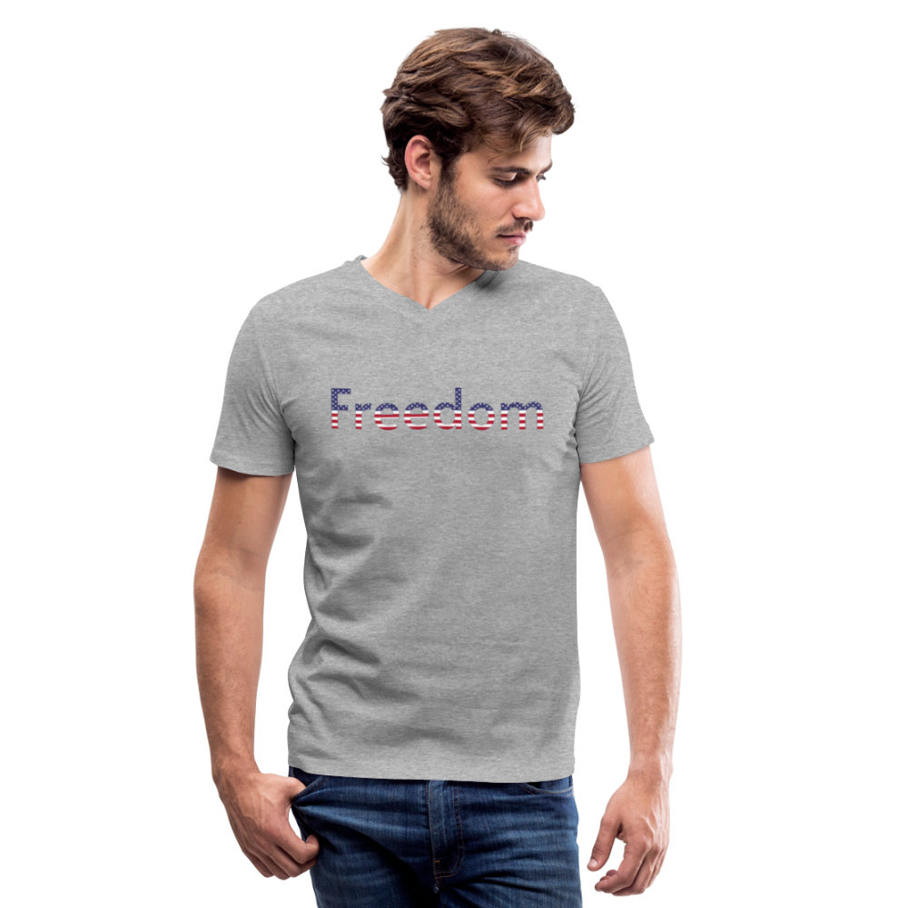 Freedom Patriotic Word Art Men's V-Neck T-Shirt - heather gray