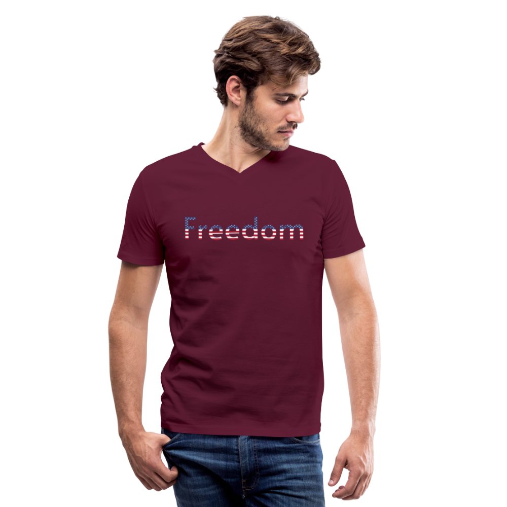 Freedom Patriotic Word Art Men's V-Neck T-Shirt - maroon