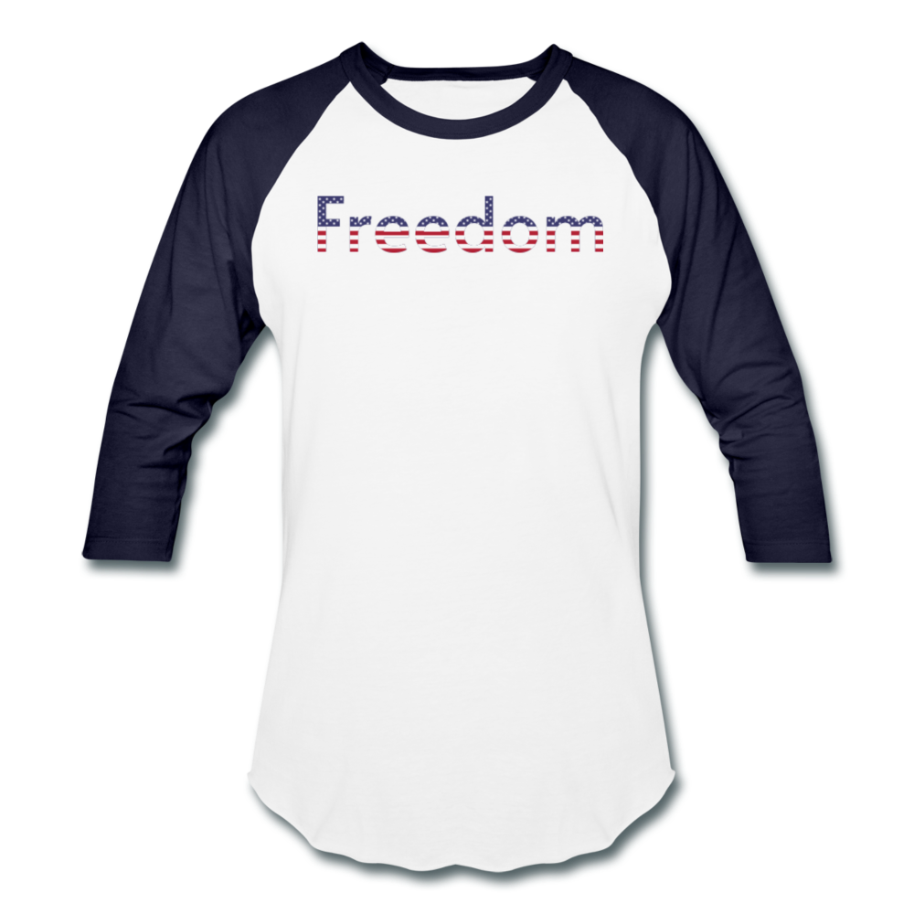 Freedom Patriotic Word Art Baseball T-Shirt - white/navy