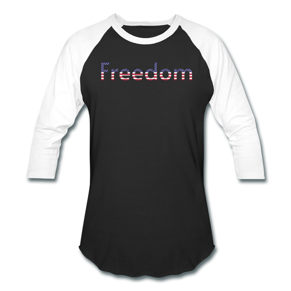 Freedom Patriotic Word Art Baseball T-Shirt - black/white