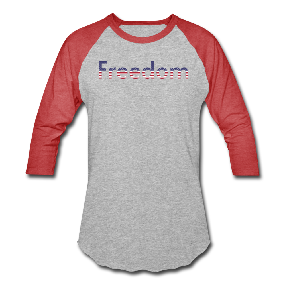 Freedom Patriotic Word Art Baseball T-Shirt - heather gray/red