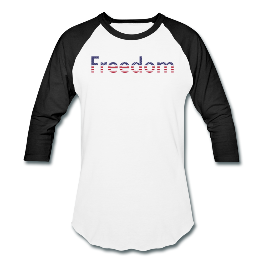 Freedom Patriotic Word Art Baseball T-Shirt - white/black