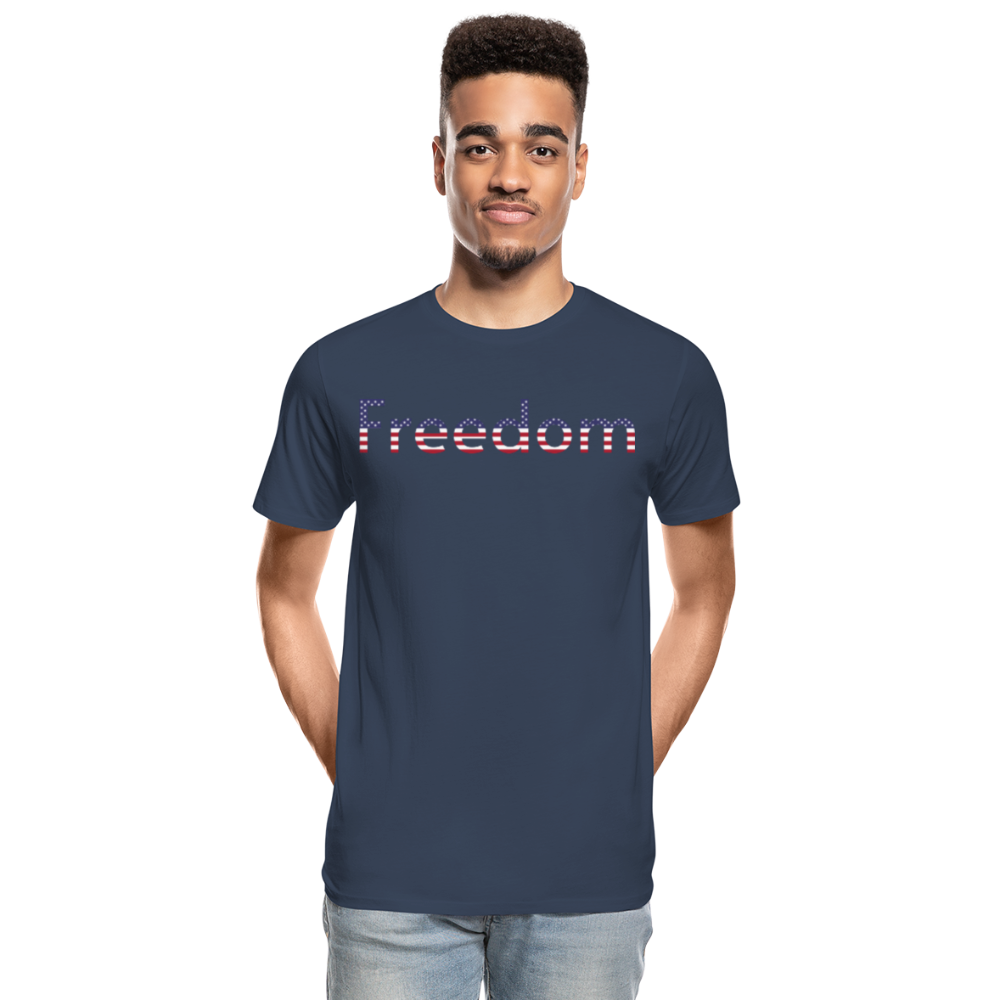 Freedom Patriotic Word Art Men’s Premium Organic T-Shirt - navy