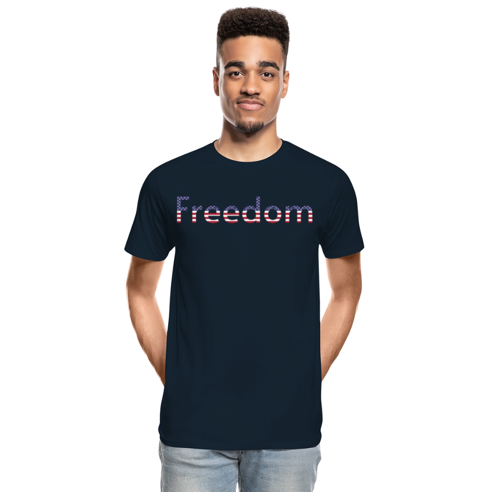 Freedom Patriotic Word Art Men’s Premium Organic T-Shirt - deep navy