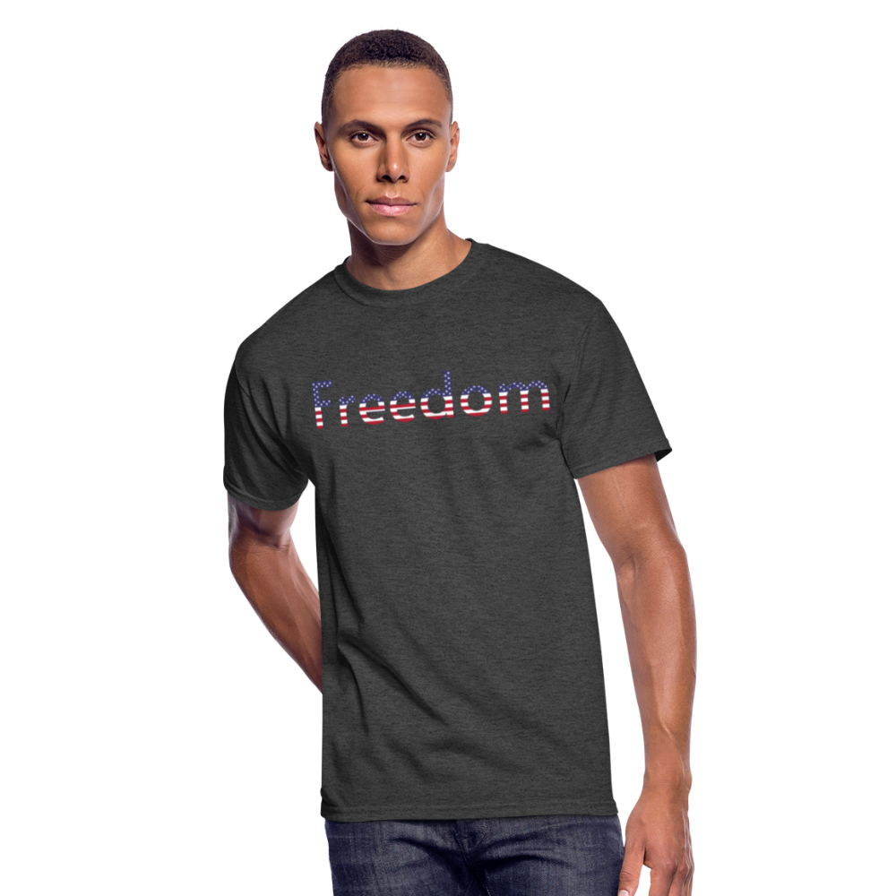 Freedom Patriotic Word Art Men’s 50/50 T-Shirt - heather black